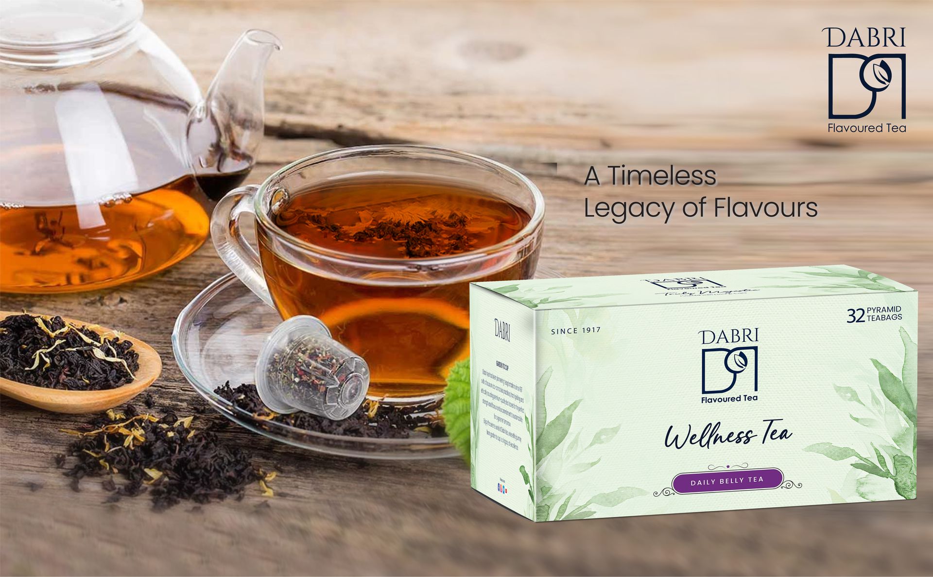 Dabri Daily Belly Wellness Tea 32 Pyramid Dip Tea Bags |Herbal Blend for Digestion |Pure Natural Taste |Detox Tea for Bloating, Constipation, Acidity & Gas Relief |Supports Gut Health & Comfort Daily