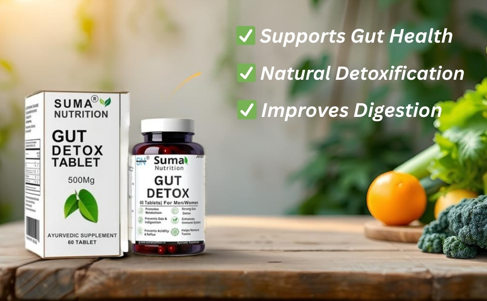 Gut Detox Supplement | Natural Digestion Support, Bloating & Constipation Relief | Ayurvedic Gut Cleanse Tablet with Kutki | Men & Women - 60 Veg Tablets