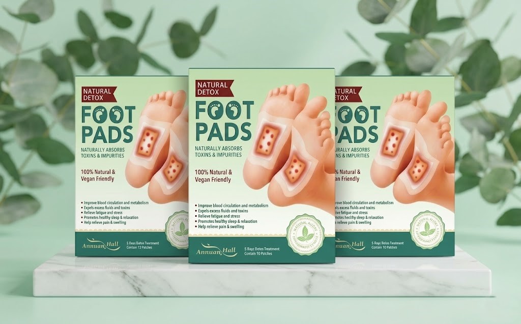 Annuan Hall Natural Foot pads Detox Patches, Vegan Cleansing Treatment, Absorbs Toxins, Promotes Healthy Sleep, Relieves Pain and Swelling, 10 Patches