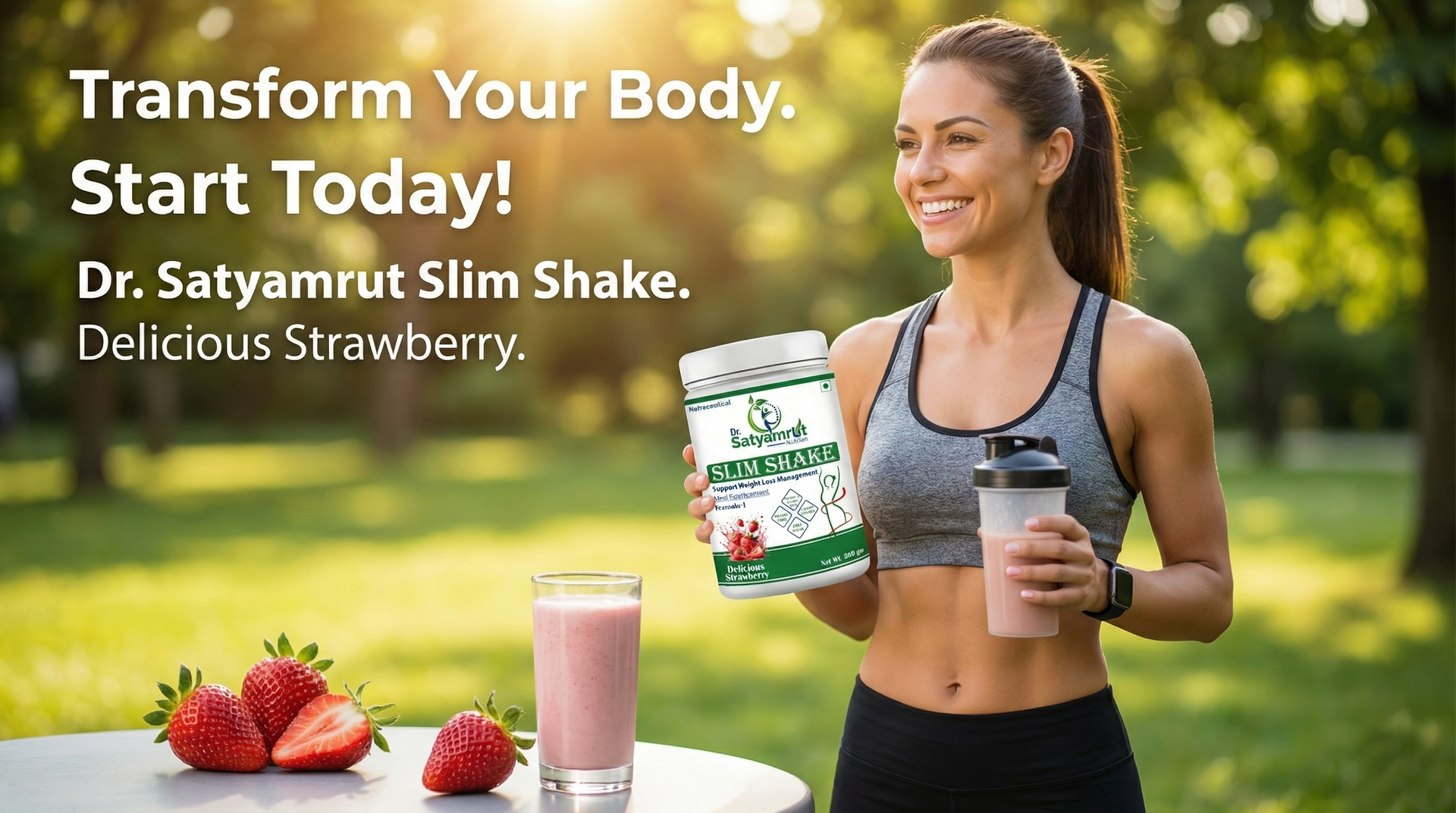 DR SATYAMRUT NUTRITION Slim Shake Formula-1 With Weight Loss & Fitness Support For Meal Replacement | Low Calorie | | No Added Sugar | High Protein | Body Detoxify - Delicious – (500gm) (STAWBERRY)