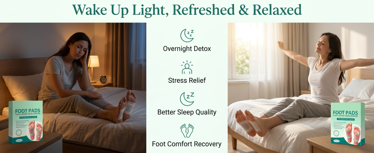 Herbal Detox Foot Pads with Bamboo Vinegar Natural Gentle Ingredients Foot Patch for Night Use Relaxation Sleep Support Pain Relief and Daily Toxin Cleansing (Pack Of 1)