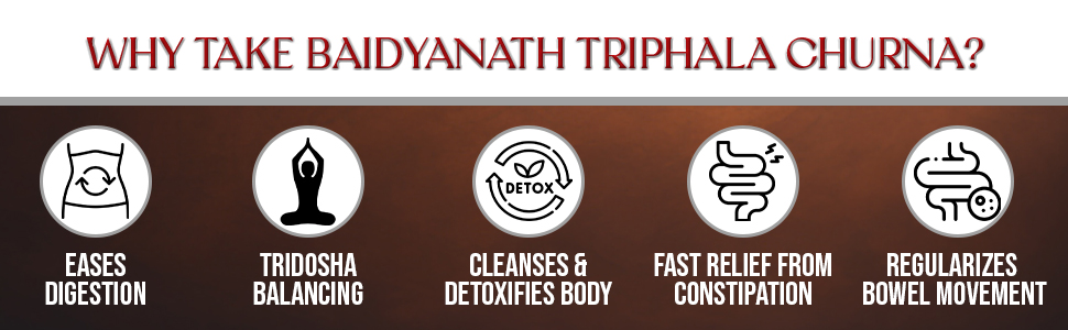 Baidyanath Triphala Churna | Helps Relieve Constipation | Quick Acidity & Gas Relief | Enriched With Amla - 500Gms (Pack Of 2)