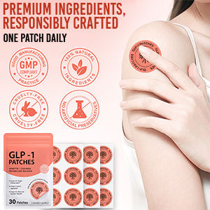 GLP-1 Herbal Support Patch with Berberine & Cinnamon | Daily Metabolic & Appetite Balance | Easy-Use Adhesive | 30 Count One Month Supply
