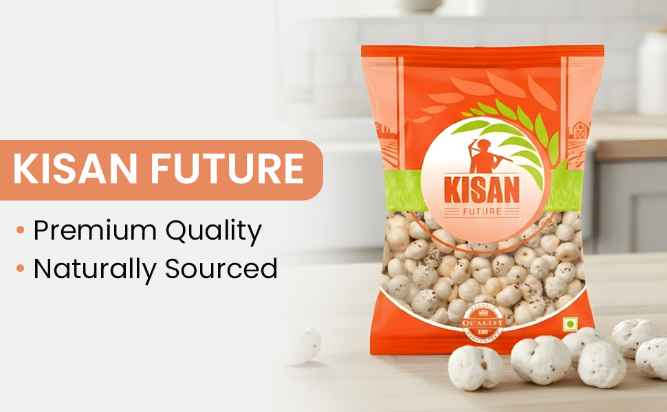 KISAN FUTURE Premium All Natural Fox Nuts Makhana 100g | Roasted Lotus Seeds | Healthy Low Calorie Snack | Gluten Free | Vegan | Protein & Fibre Rich