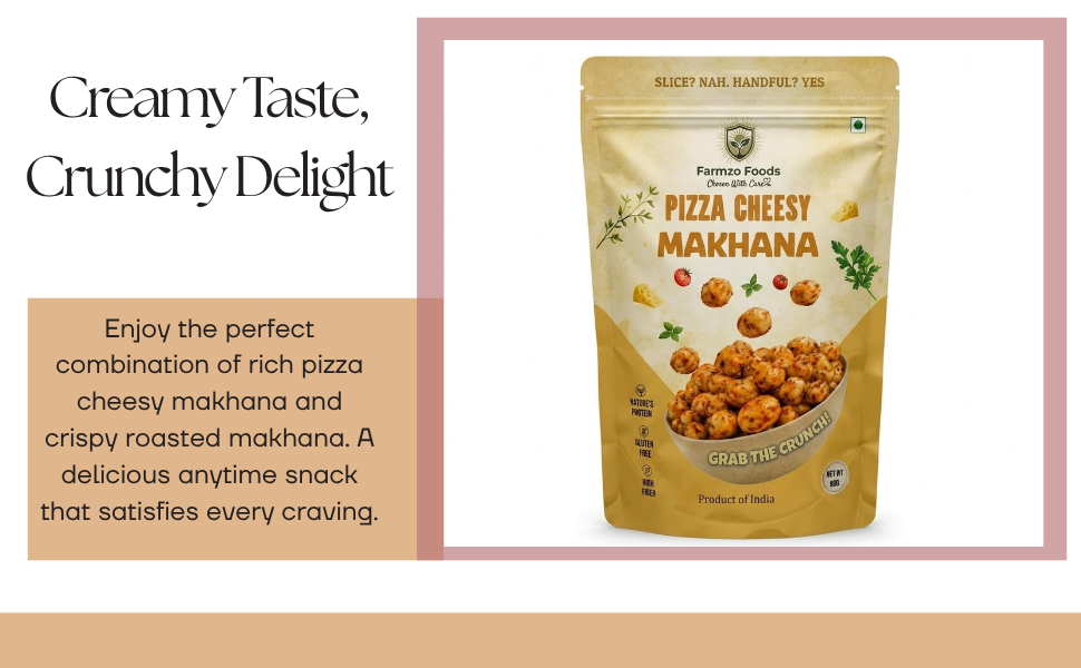 Farmzo Foods Pizza Cheesy Makhana | Crispy Roasted Fox Nuts | 50G