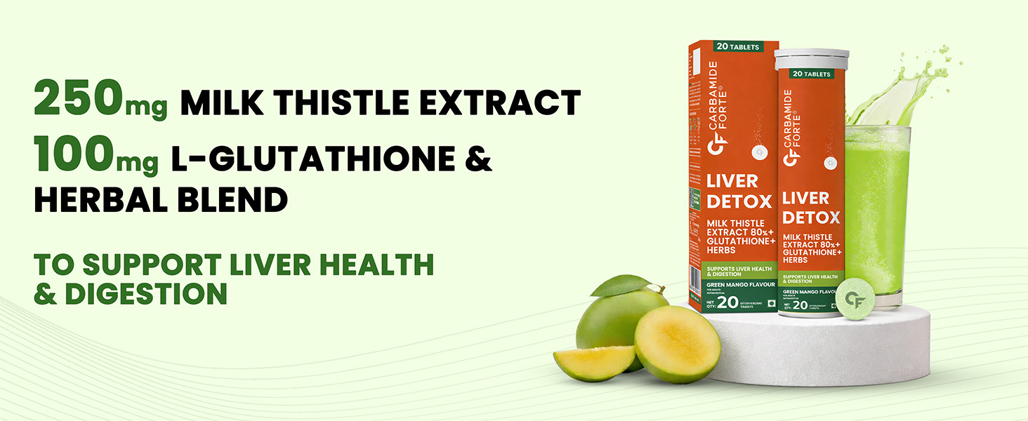 Carbamide Forte Liver Detox Tablets | Fatty Liver Detox Supplement | Clinically Researched Ingredients | Just Drop, Dissolve, Fizz & Drink - 20 Effervescent Tablet (Pack of 4)