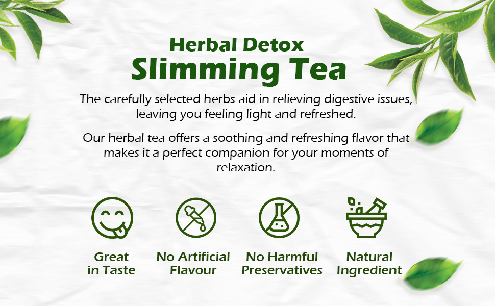 Green Spore Herbal Detox Slimming Tea – 100g (50 Cups) – Natural Weight Management & Metabolism Booster – Detoxifying Skin & Digestion Support – Infused with Garcinia Cambogia, Lemongrass & Ginger