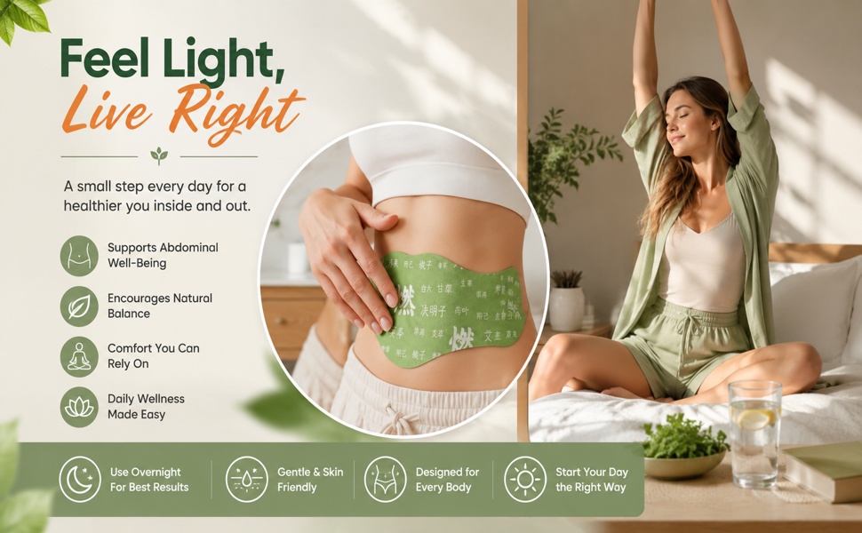 Herbal Balance Patch, Plant-Based Ingredients, Comfortable Adhesive Design, Balance Belly Button Patch Natural Detox & Slimming Waist Sticker Easy Topical Use (5pc in 1 Pack)