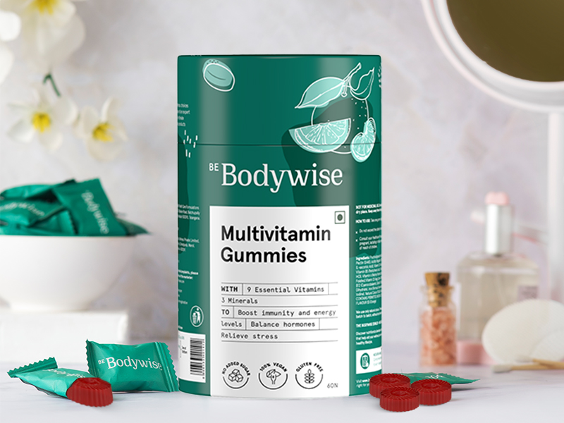 Be Bodywise Multivitamin Gummies | 60 Day Pack | With Fibre, Zinc, Iron & Biotin | Vitamin D3, B6, E & A | Boosts Energy & Stamina, Improves Immunity & Skin Health | No Added Refined Sugar