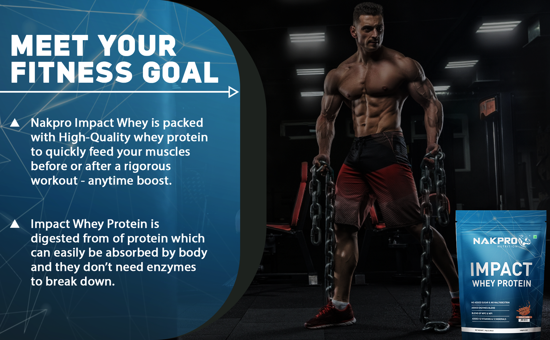 NAKPRO NUTRITION Impact Whey Protein Isolate & Concentrate | 2 kg | 24g Protein | Chocolate | Trustified Certified | Added Digestive Enzymes, Vitamins & Minerals