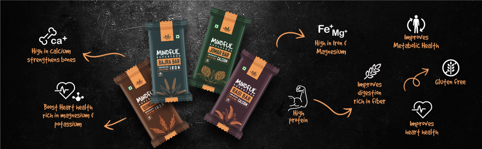 Eat Anytime Multigrain Millet Energy Chocolates, 12 Bars | High Protein, High Fiber, No Added Sugar | Gluten Free Granola Bars with Jowar, Dark Chocolate | Healthy Snack (300g)
