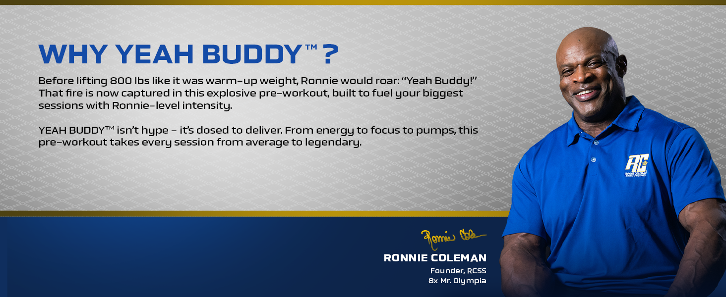 Ronnie Coleman Signature Series Yeah Buddy Pre-Workout Powder, Strawberry Lemonade (30 Servings, 270g / 0.59lbs)