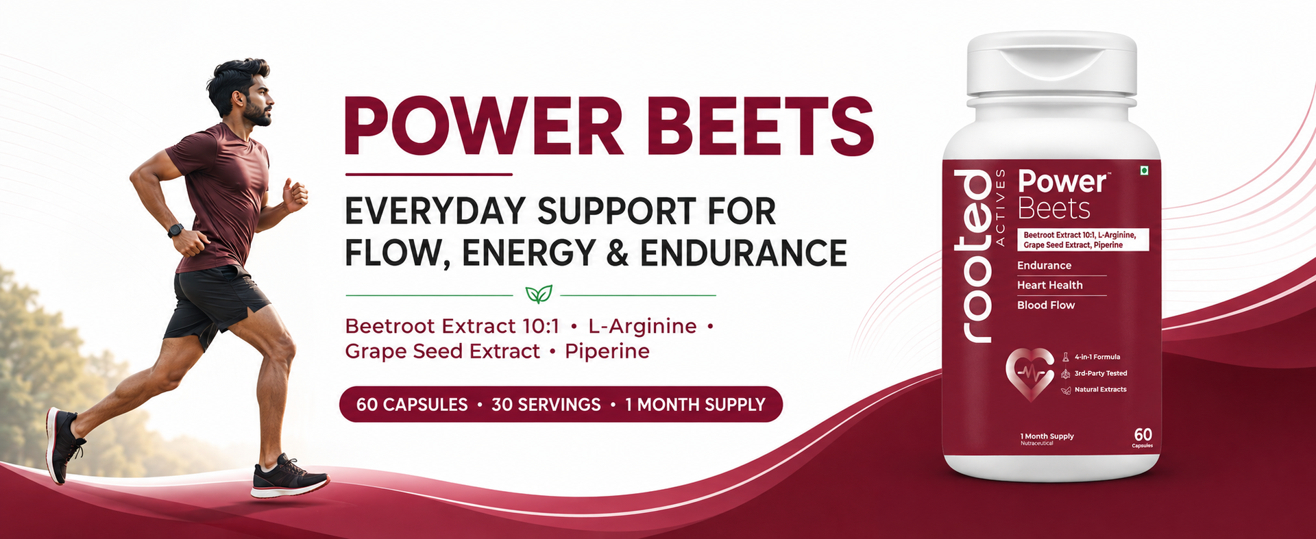 Rooted Actives Power Beets™ - Beetroot Extract Capsules 60s