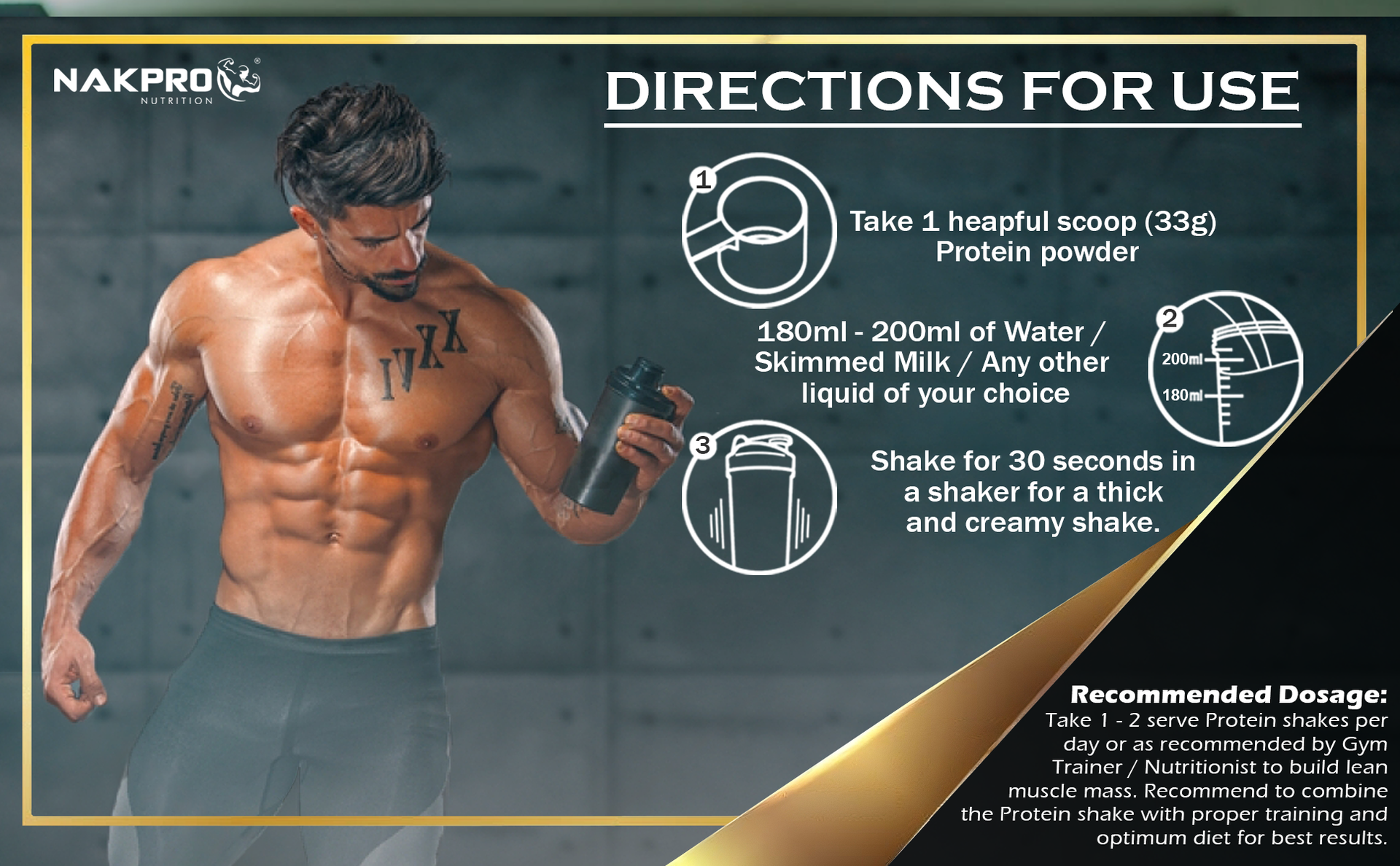 NAKPRO NUTRITION Gold Whey Protein Concentrate & Isolate 1kg Chocolate flavour | 25.5g Protein | Trustified Certified