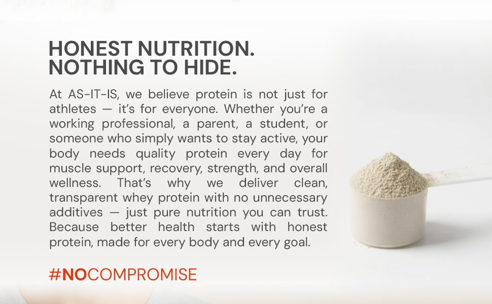 AS-IT-IS ONE Whey Protein Isolate - 1kg Unflavoured, 30g Protein per Serve. No Amino Spiking