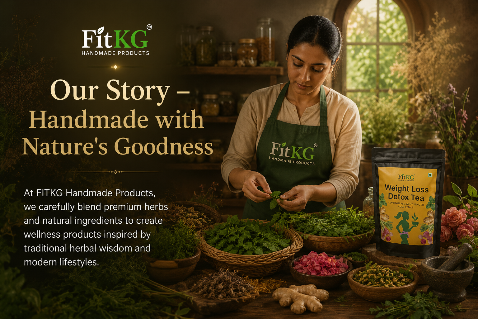 FIT KG HANDMADE PRODUCT Belly Fat Detox Herbal Tea for Weight Management, Natural Blend, 30 Day Detox, for Women and Men