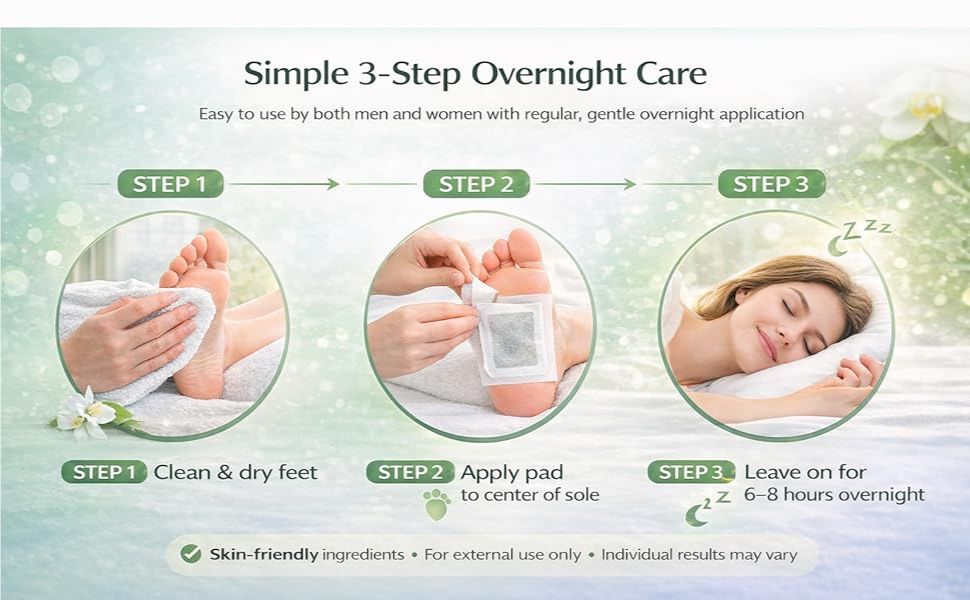 Jitgol Herbal Foot Detox Pads for Toxin Removal | Pain Relief Foot Patches for Feet Cleansing | Natural Ingredients for Sleep Aid | Overnight Use | Toxin Removal with Bamboo Vinegar and Acupoint Micro-Massage Technology | Pack Of Pads (30)
