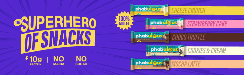 Phab Protein Wafer Bar Choco Truffle Flavour - No Maida Only Millets (Bajra) | 10g Protein With No Added Sugar, No Preservatives, No Trans Fat | Gluten-Free Healthy Snack | Desk-to-Gym Snack