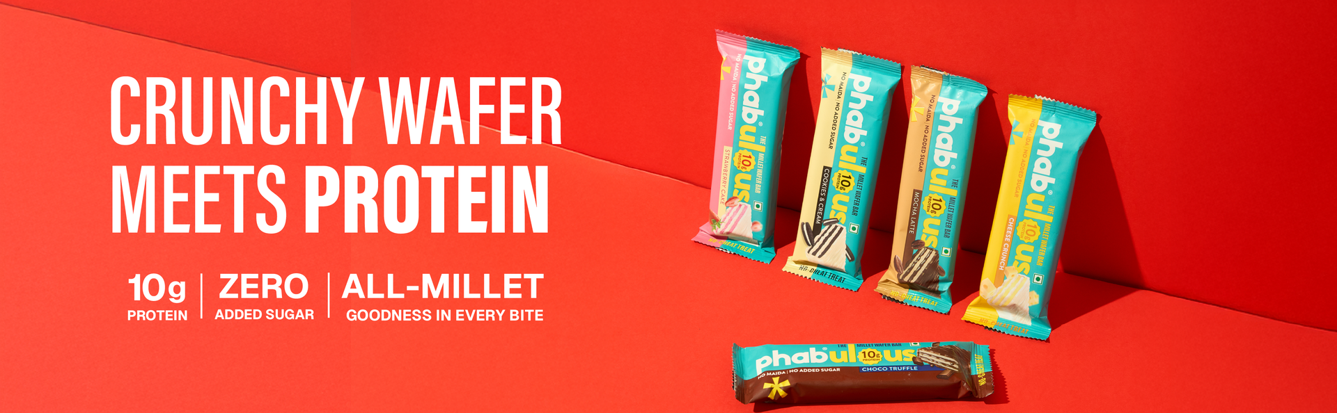 Phab Protein Wafer Bar Choco Truffle Flavour - No Maida Only Millets (Bajra) | 10g Protein With No Added Sugar, No Preservatives, No Trans Fat | Gluten-Free Healthy Snack | Desk-to-Gym Snack