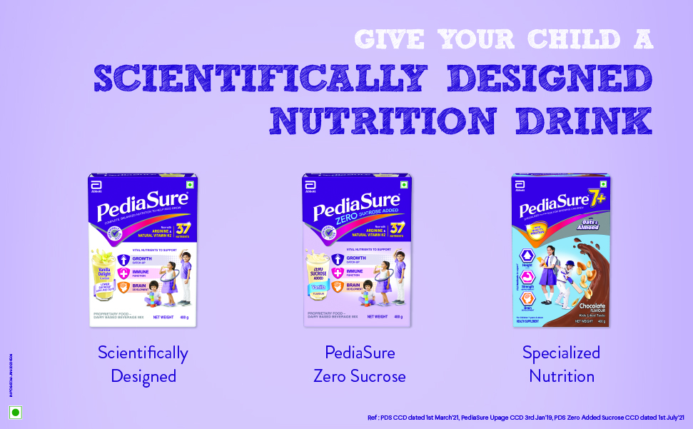 Pediasure 7+ Specialized Nutrition Drink Powder 400 grams,Vanilla Delight Flavour,Scientifically Designed Nutrition for Growing Children,Supports Height Gain,Muscle Strength &Brain Development