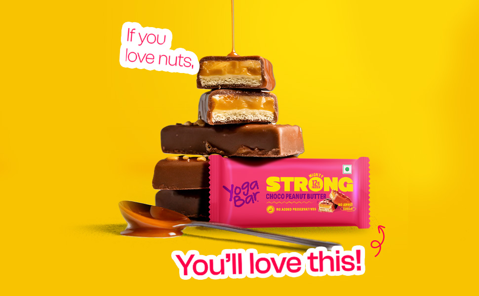 Yogabar Strong Choco Peanut Butter Protein Bars(Pack of 6), 12g Protein, No Added Sugar, No Preservatives