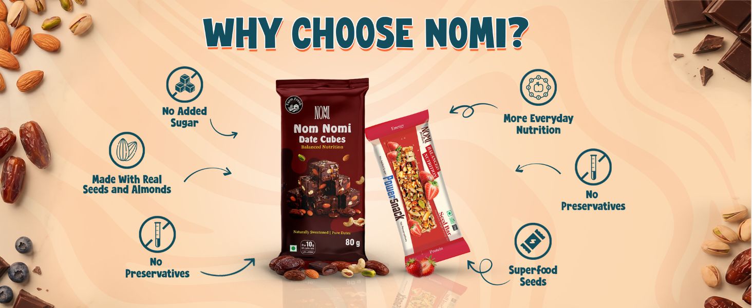 NOMI Classic Seed Protein Bar, 7.6g Protein, 5.5g Fibre, 5 x 35g