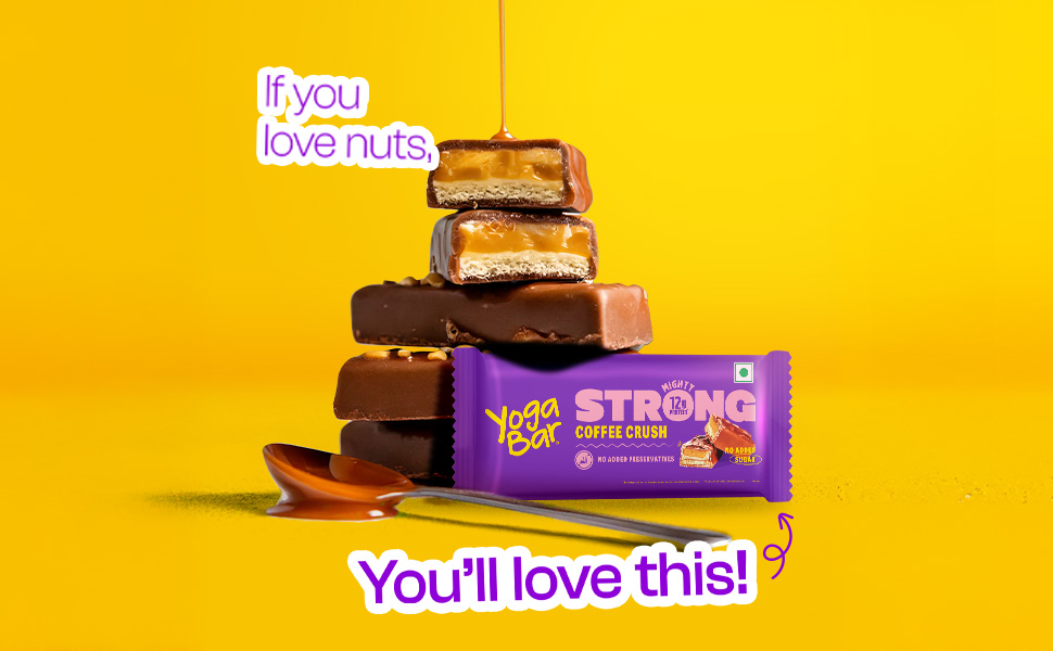 Yogabar Strong Coffee Crush Protein Bars(Pack of 6), 12g Protein, No Added Sugar, No Preservatives