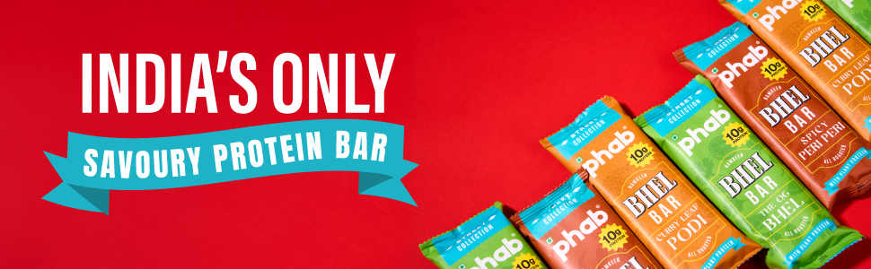 PHAB Protein Bhel Bar – Peri Peri Flavour | Spicy Roasted Snack with Chana Chor | 10g Protein, <150 Cal, Gluten-Free, No Palm Oil | (Pack of 6x35g)