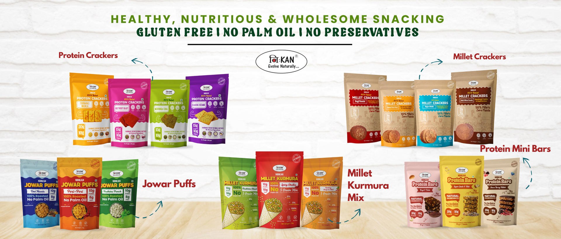 NIHKAN Superseeds & Nuts Protein Mini Bars | Sugar-Free, Preservatives Free, Natural Ingredients Energy bar | Made with seeds, nuts & millets | Gluten free Super food crunchy chikki | 15 g x 7 bites