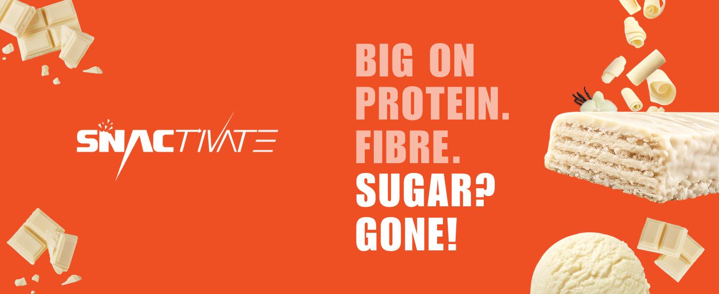 Snactivate India’s 1st Protein Wafer Bar - French Vanilla (Pack of 6, 40g Each) | Real Whey | 10g Protein & 10g Fibre | Zero Added Sugar | No Maida | Crunchy & Healthy Snack