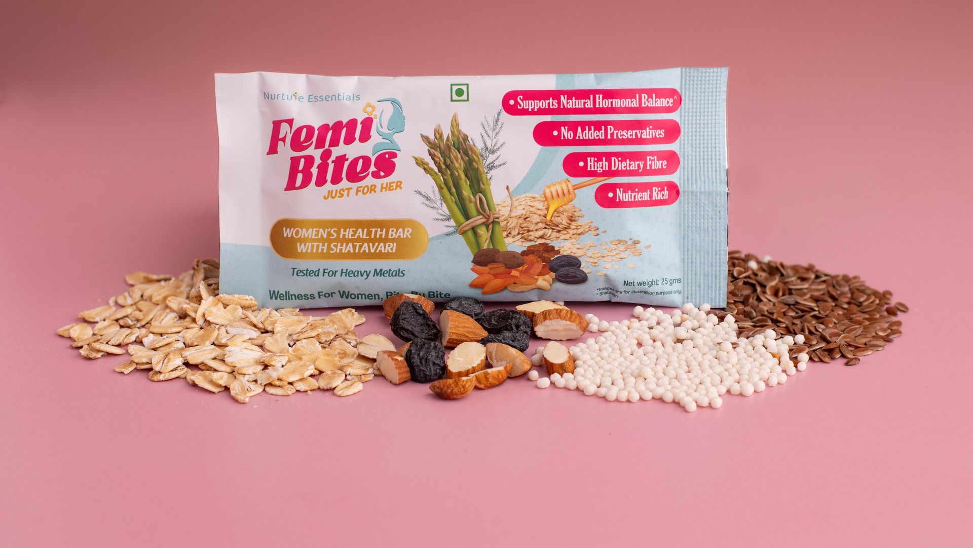 Femi Bites| Women’s Multivitamin Bar With Shatavari |Nutrient Rich |High Dietary Fiber| No Added Preservatives | Net Weight- 175 |100% Natural “Wellness for Women, Bite By Bite” (Pack of 7)