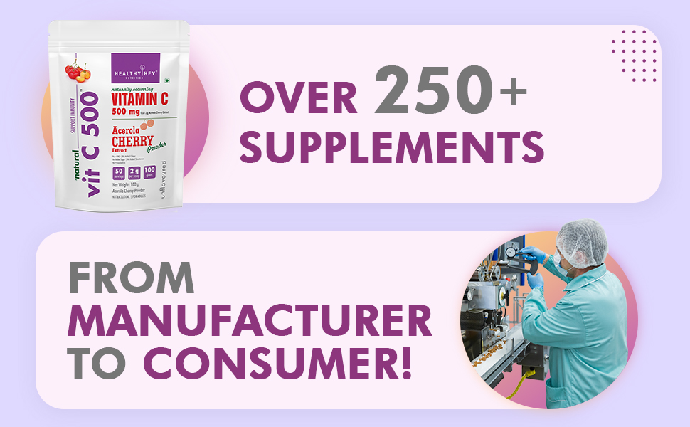 HealthyHey Nutrition Acerola Cherry Extract Powder - Support Immunity - 100gm Powder (Unflavoured)