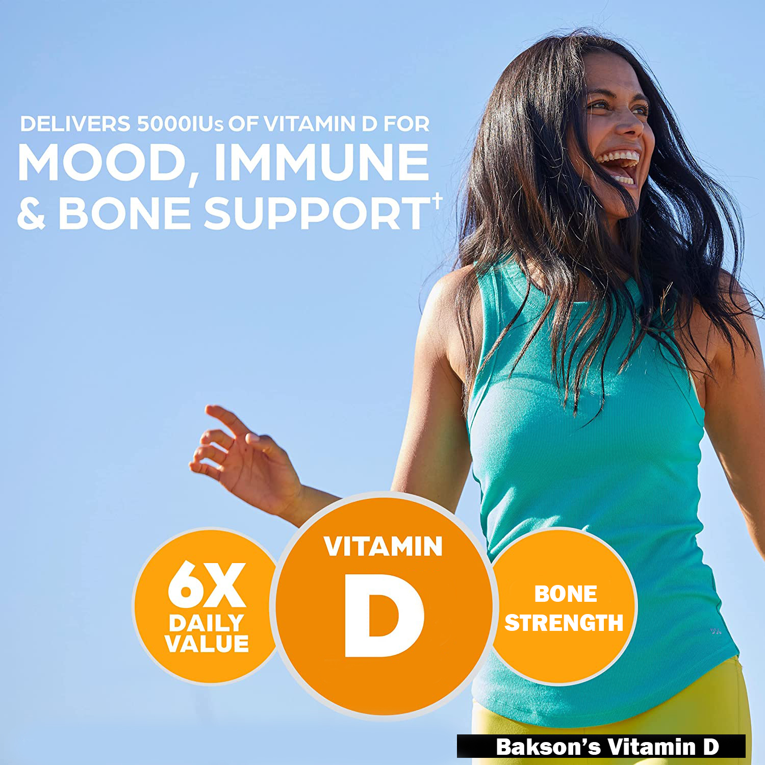 Bakson's Vitamin D Plus, Promotes Calcium Absorption, Bone Health, Muscle Strength & Boosts Immunity | Comes With Vitamin A, B, C & E, | For All Age Group, 30 Tablets (Non Veg)