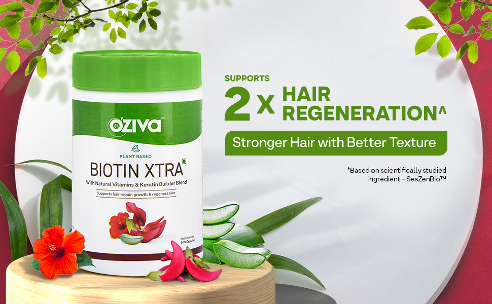 OZiva Plant Based Biotin Xtra | hair growth & Regeneration | Pack of 1