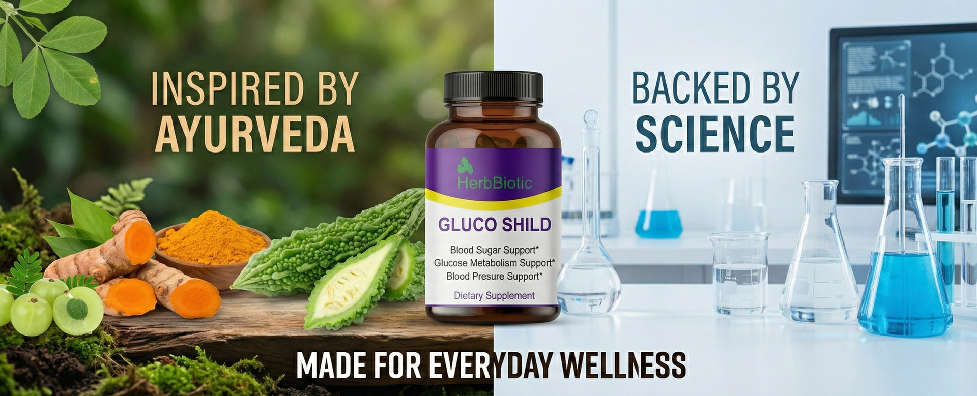 Gluco Shild Ayurvedic Blood Sugar Control Formula | Herbal Supplement for Glucose Regulation, Insulin Sensitivity & Heart Health | 60 Natural Capsules | gluco shield herb biotic