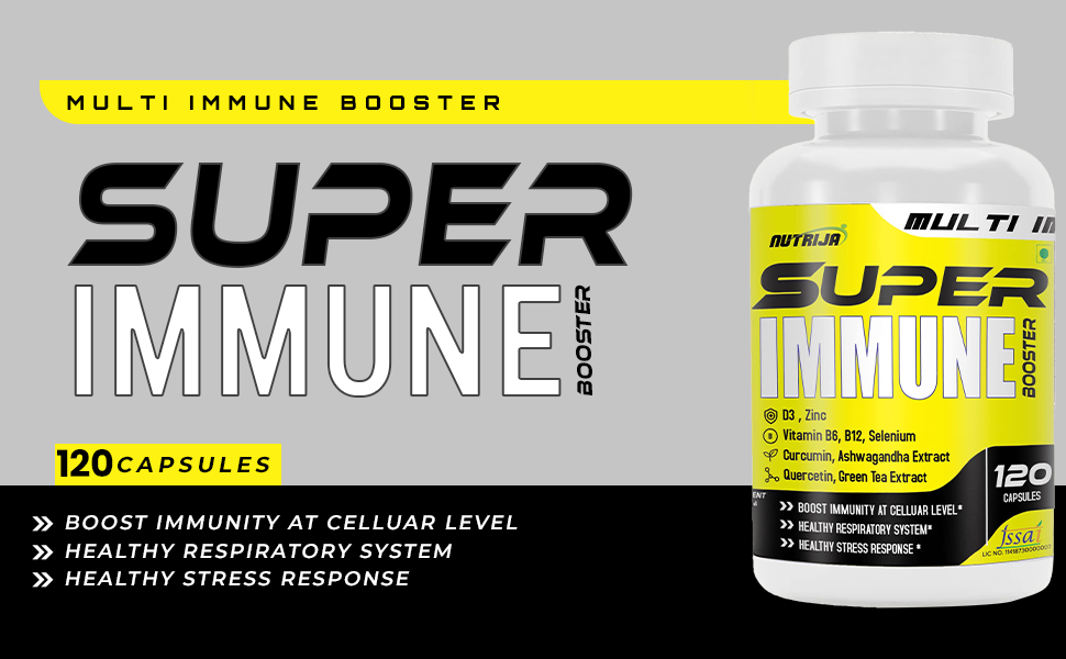 NutriJa Super Immune Booster - D3, Zinc, B6, B12, Supplement (120 Capsules)