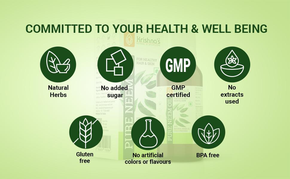 Krishna's Pure Neem Oil - 50 ml (Pack of 2) | Natural & Cold Pressed Neem Oil | For Healthy Skin & Hair