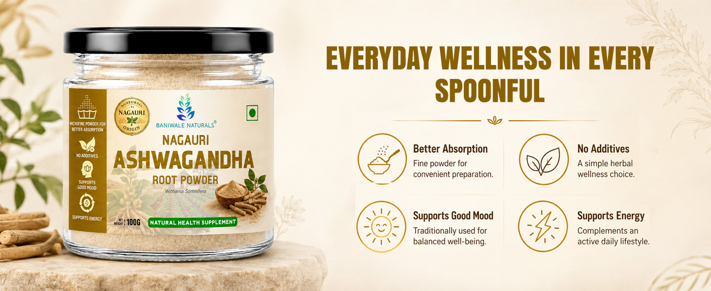 Ashwagandha Powder 100g | Pure Ashwagandha Root Powder | No Additives, No Preservatives | Supports Stress Relief, Energy, Stamina & Daily Wellness