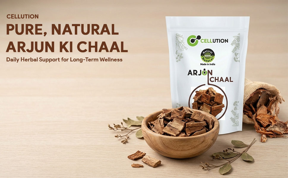 CELLUTION Arjun ki Chaal - 400gm Raw Terminalia Arjuna Bark | Arjun Tree Bark | For Lowers Bad Cholesterol & Supports Heart Health (400 Grams)