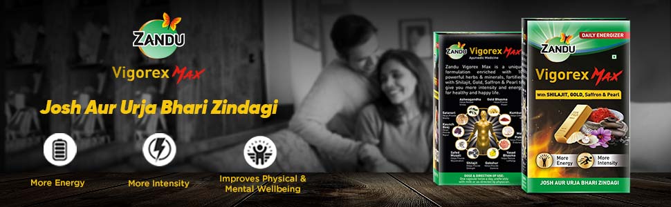 Zandu Vigorex MAX, 20 Capsules, Enriched With Shilajit, Gold, Saffron, Pearl And Ashwagandha For Intensity And Energy