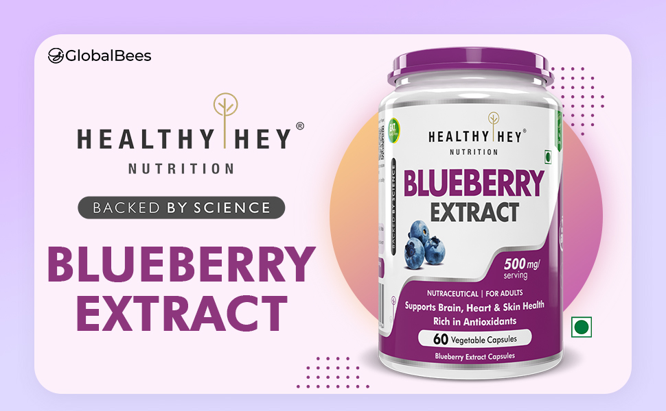 HealthyHey Nutrition Blueberry Extract - 500mg per serving - 60 Vegetable Capsules