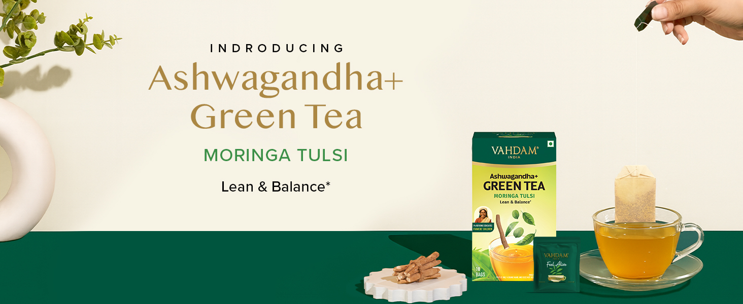 VAHDAM Moringa Tulsi Green Tea - 36 TB | Supports Metabolism, Immunity & Stress Management | 7-Herb Low Caffeine Blend | With Spearmint, Peppermint & Lemongrass | Non-GMO