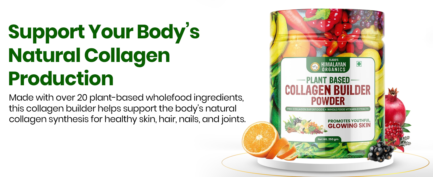 Himalayan Organics Plant Based Collagen Builder Powder For Skin Regeneration, Anti-Aging Beauty & Repair, 250gm