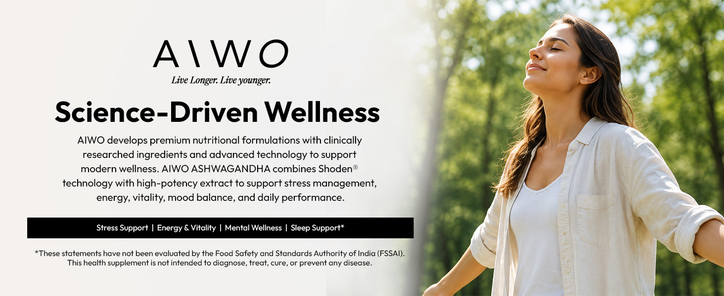 AIWO Ashwagandha Shoden® Capsules 500mg – 35% Withanolide Glycosides, 30 Vegetarian Tablets | Stress Relief, Energy, Mood & Immune Support
