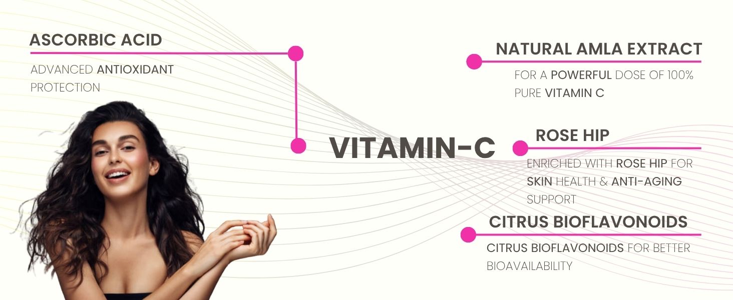 Natural Vitamin C 1000mg Complex | Rose Hips & Citrus Bioflavonoids, Amla, Orange Extract | Immune Support, Antioxidant Protection & Collagen Formation | 60 Capsules by VitaminHaat
