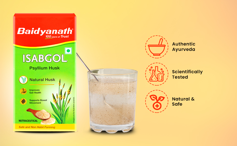 Baidyanath Ayurved Isabgol - Psyllium Husk Powder - 200gm | Healthy Digestive Tract | Rich Source Of Dietary Fibre, Gluten Free | Effectively Relieves Constipation | Supplement For Digestion