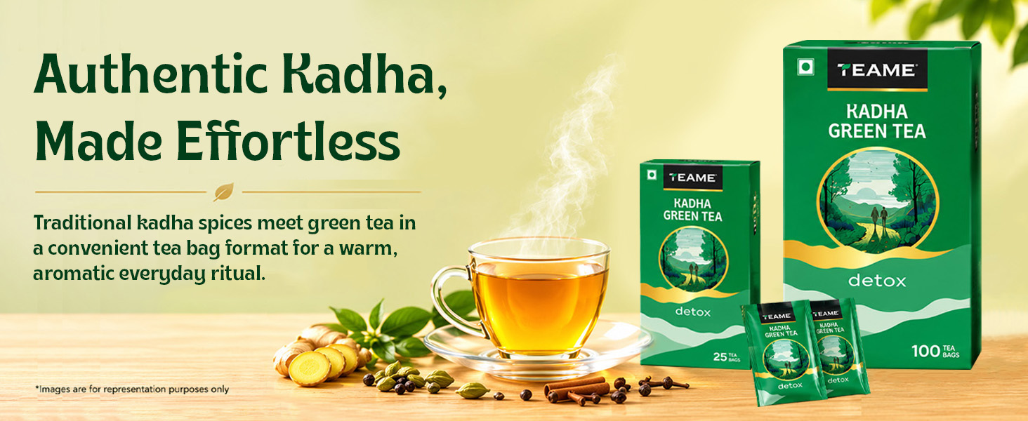 TE-A-ME Detox Kadha Green Tea, 50 Count (25 x 2) | Premium Ayurvedic Wellness Blend | Antioxidant-Rich Daily Brew | Naturally Refreshing Beverage | Pack of 2