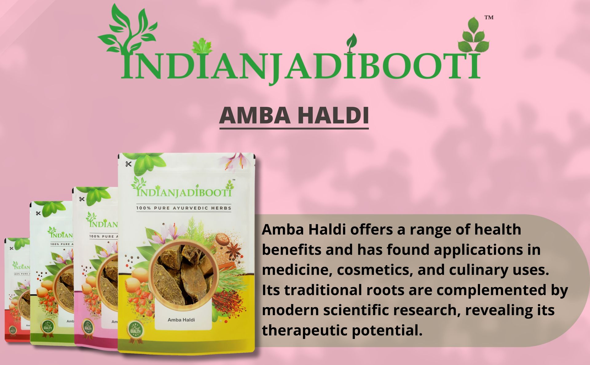 IndianJadiBooti Pure Amba Haldi Whole (Curcuma Amada) | Raw Mango Ginger Roots for DIY Grinding, Oil Infusions, Skincare & Joint Comfort | 250 Grams