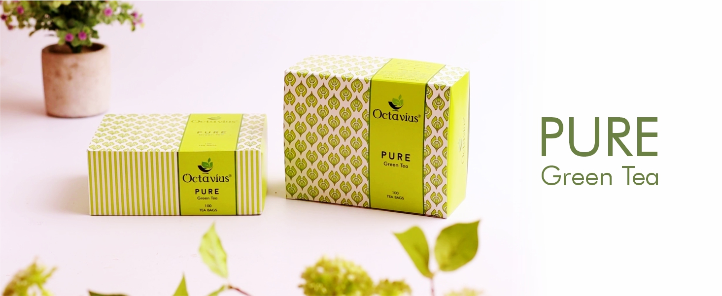Octavius Pure Green Tea Bags - 200 Pieces | 100% Natural | Antioxidant-rich | Reduces Waist | Detox Green Tea Bag (1.7 gm x 200 Bags)