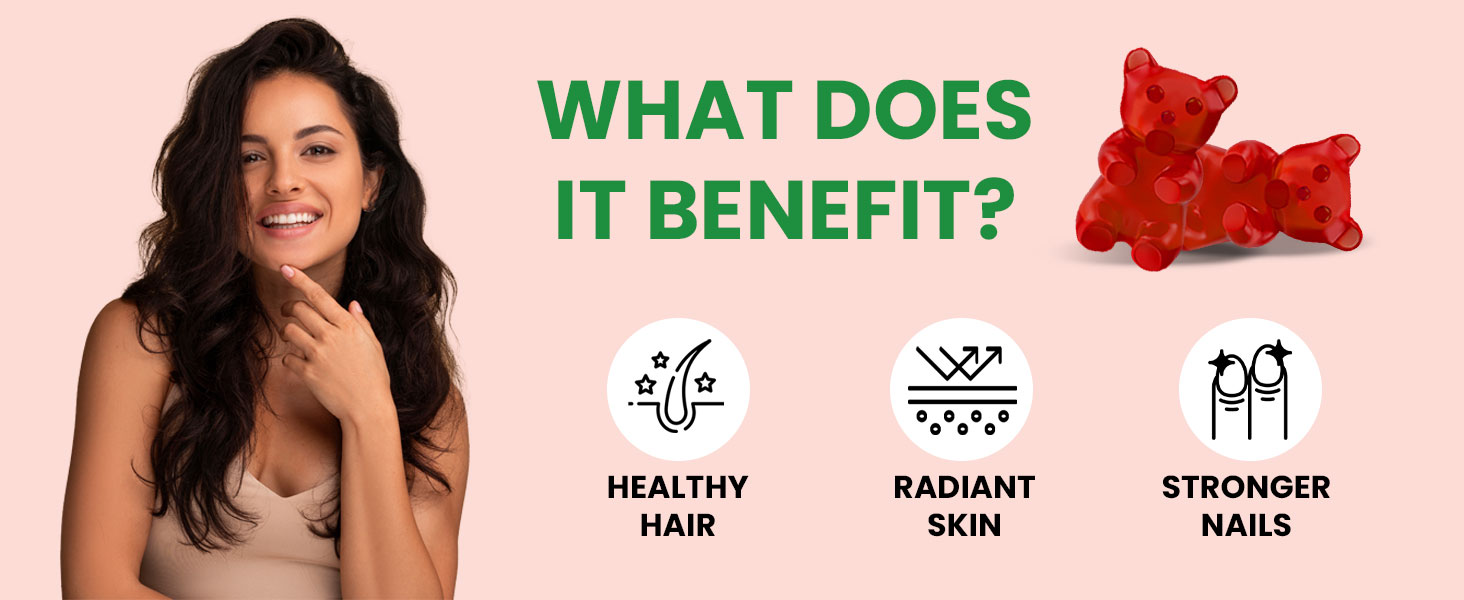 Carbamide Forte Biotin Gummies for Hair Growth | Supplement for Men & Women | - 30 Veg Strawberry - Flavored Gummies